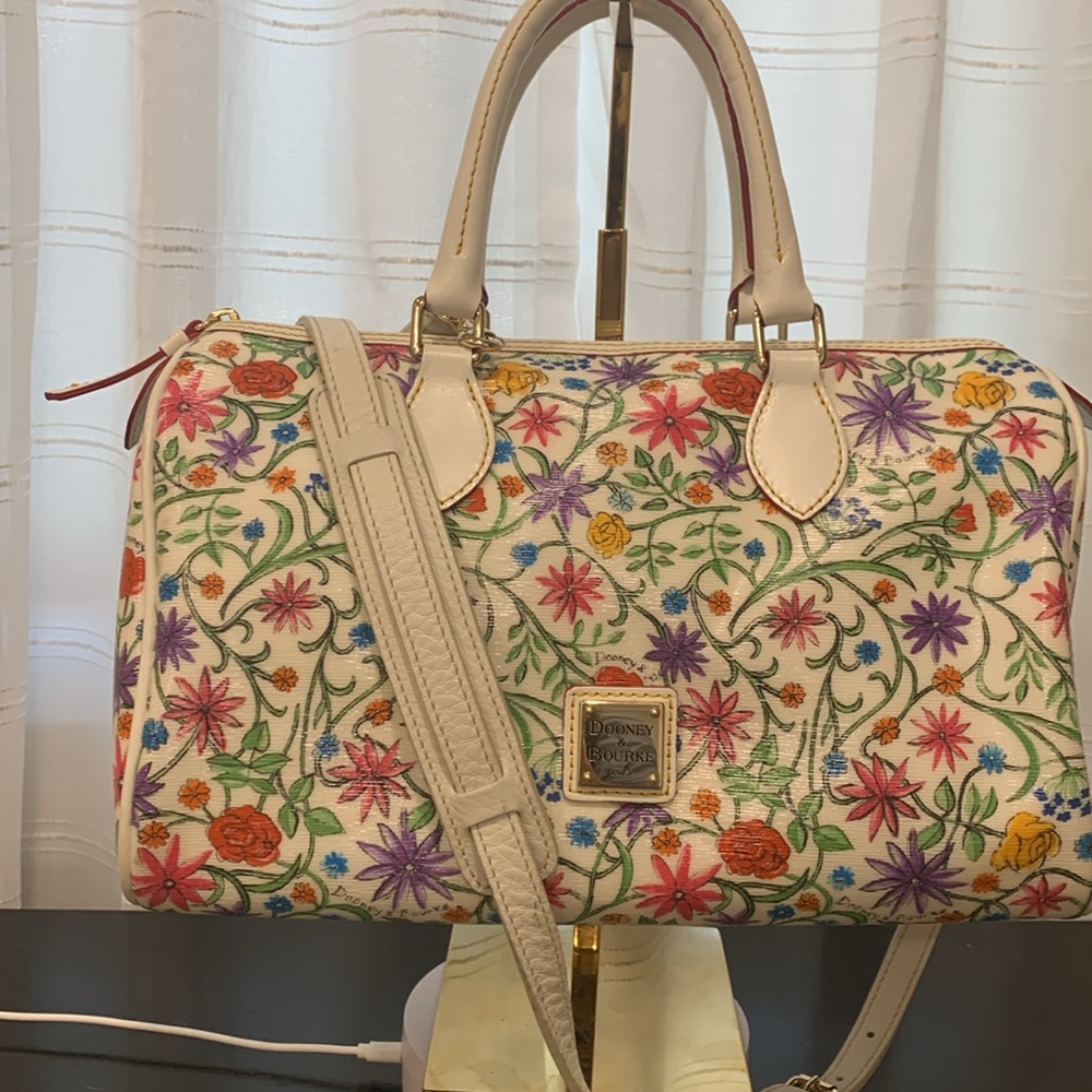 Dooney & Bourke  🌈 Rainbow zip ,Floral Satchel with crossbody strap EUC